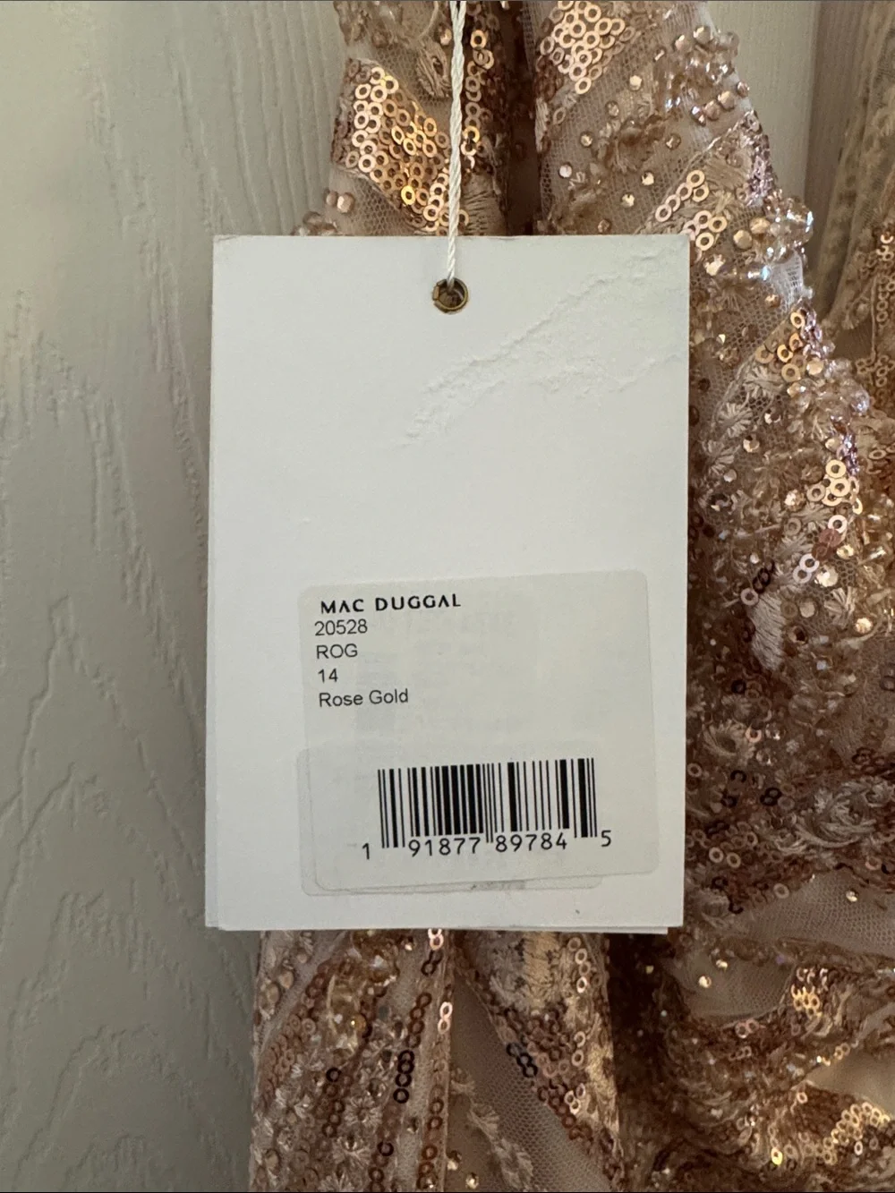 Mac Duggal 20528 Rose Gold One Shoulder Cape Sleeve Embellished Gown Size 14 NWT